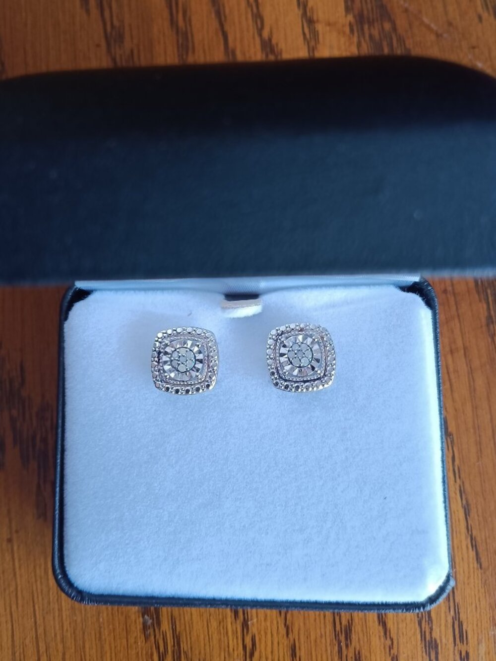 New Belk & Co. 1/10 ct. tw. Diamond Square Stud Earrings in Sterling Silver.